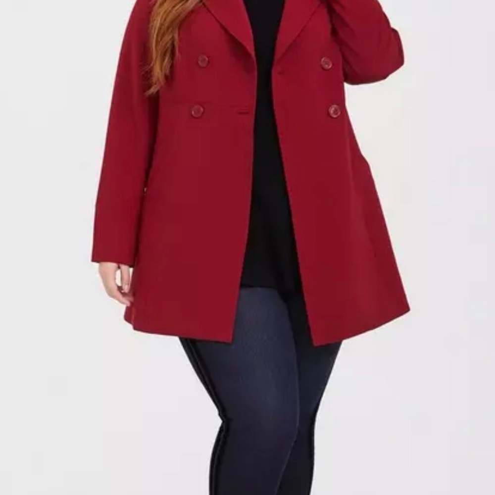TORRID Twill A-Line Trench Red Coat size 5 Red - Picture 6 of 11